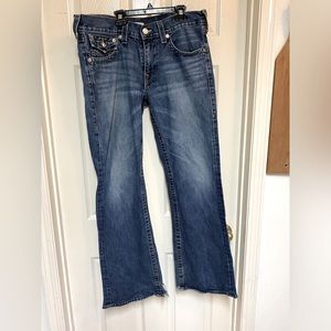 True Religion Vintage Joey Blue Jeans Women Distressed Bell
Bottom FLARE size 34